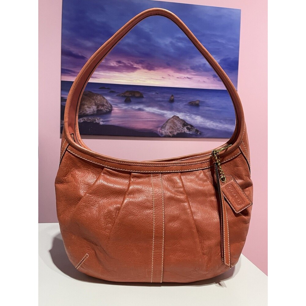 Vtg Coach Shoulder Bag Ergo Hobo‎ Leather Orange Y2K B0882-12235 Authentic New